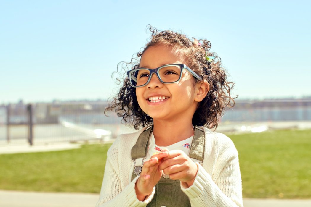 child wearing glasses