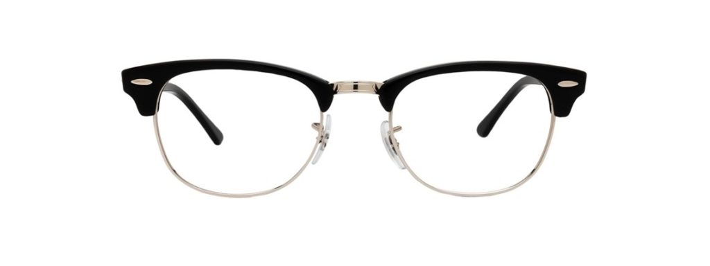 Black and silver Ray-Ban Clubmaster semi-rimless browline glasses frames