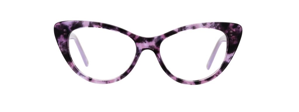 Purple tortoiseshell cat-eye glasses frames
