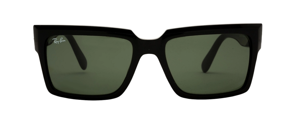 Oversized black Ray-Ban square angular sunglasses with dark tinted lenses