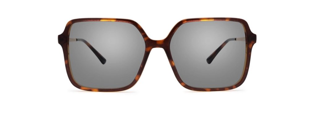 Oversized square tortoiseshell sunglasses with grey tinted lenses