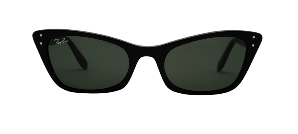 Angular black retro Ray-Ban sunglasses with black tinted lenses