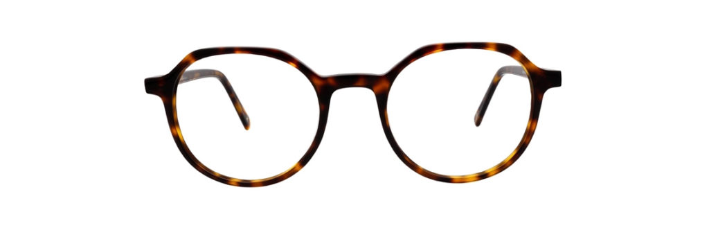 round tortoiseshell glasses frames with a flat top