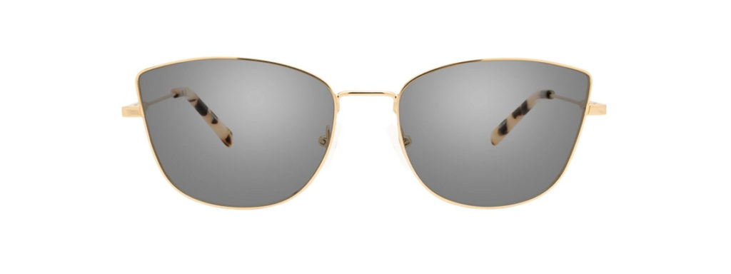 a pair of cat-eye metal gold sunglasses with tortoiseshell arms
