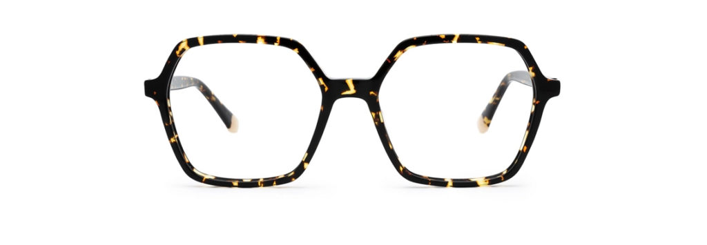 pair of hexagonal tortoiseshell glasses frames