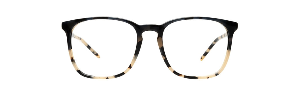 square tortoiseshell glasses frames with a colour gradient