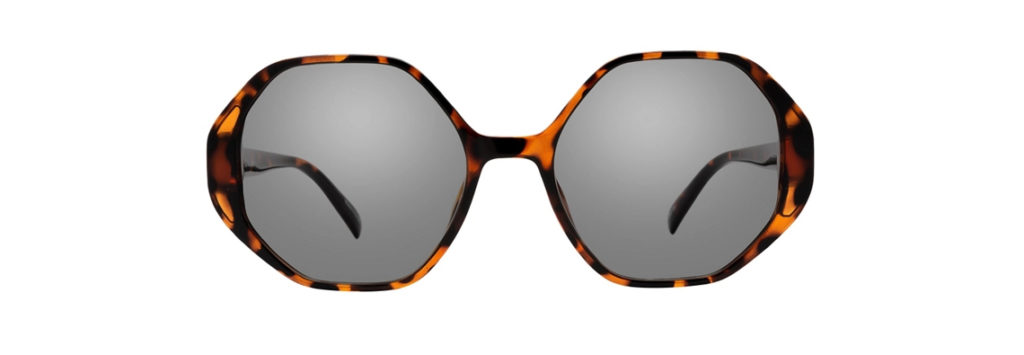 a pair of oversized hexagonal tortoiseshell sunglasses