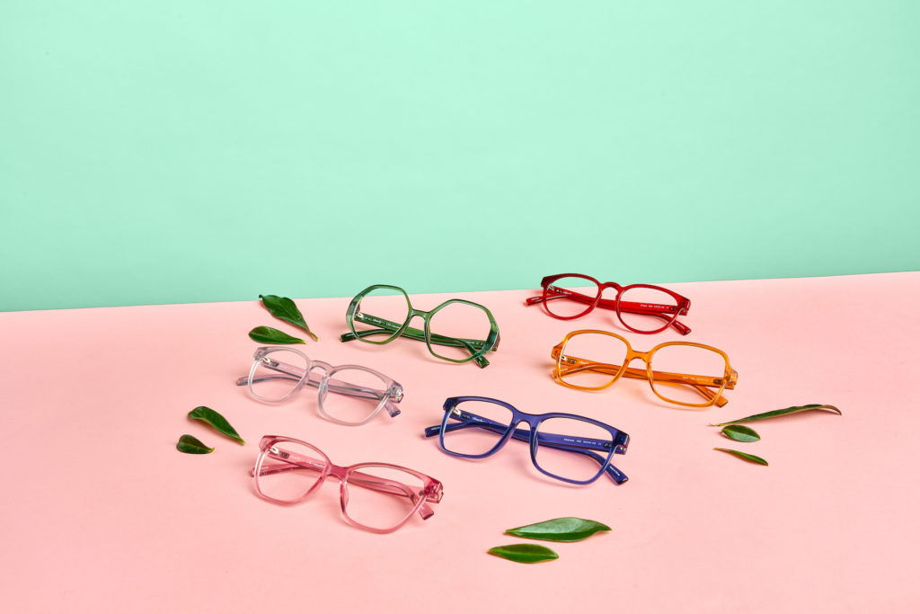 colourful clear frame glasses