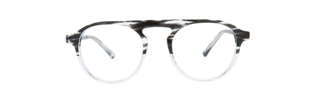 black and white clear frame glasses