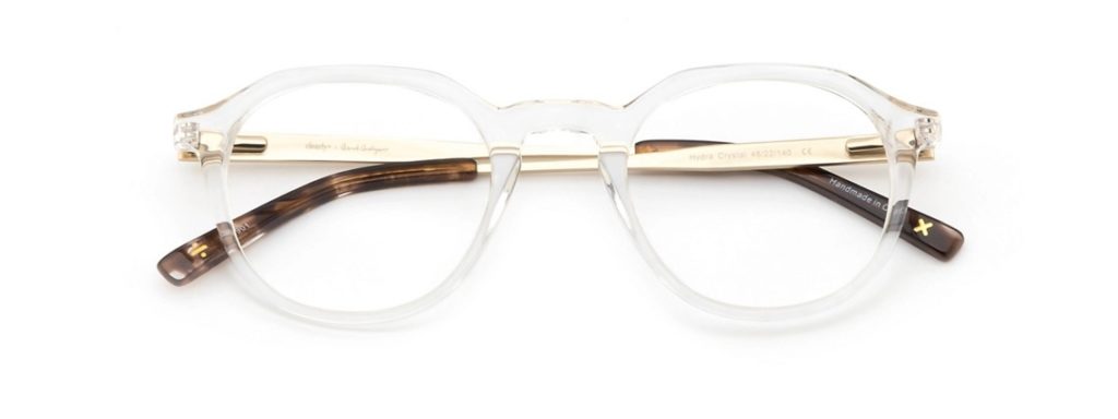 clear frame glasses with tortoiseshell arms