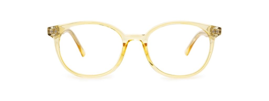 yellow clear frame glasses