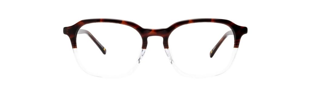 clear frame glasses with tortoiseshell top