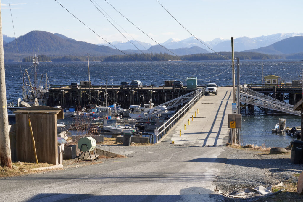 Car ramp from a ferry terminal