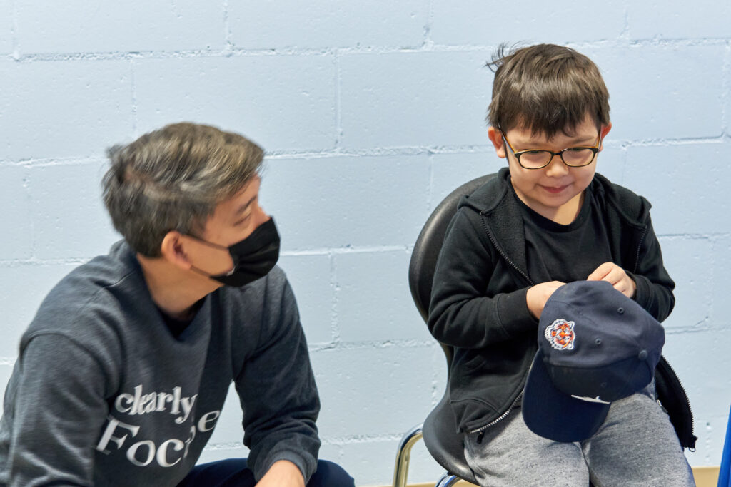 Boy wearing glasses